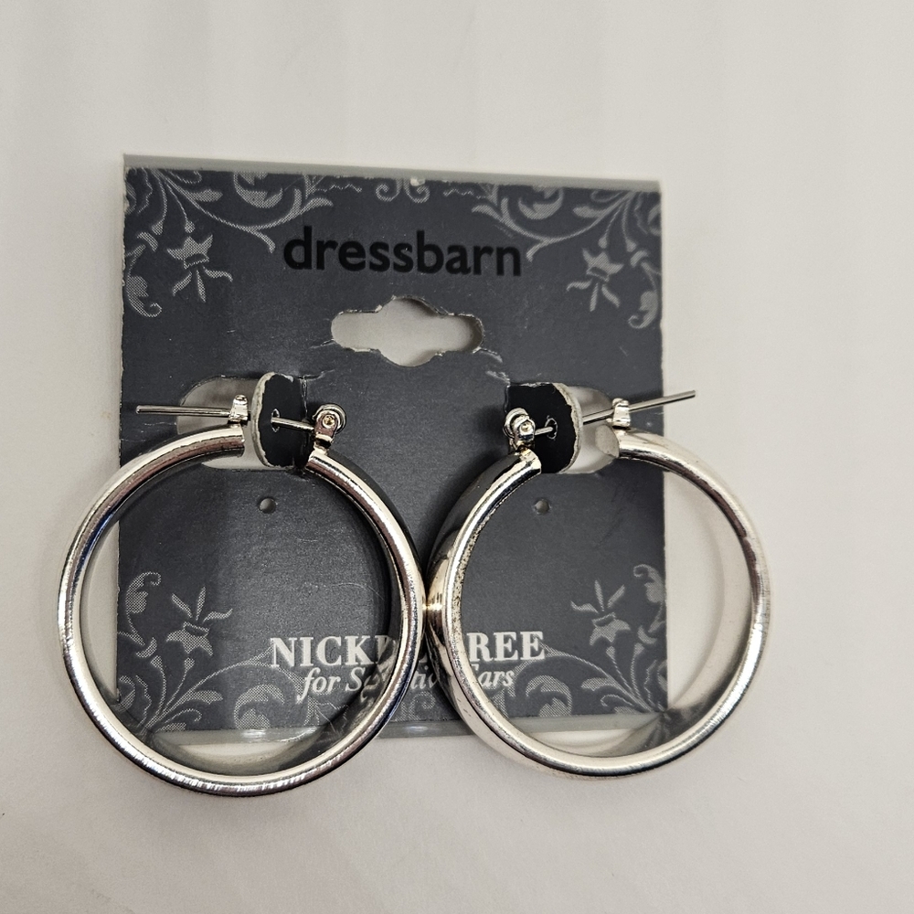 DressBarn Silver Hoop Earrings Pierced Ears Hoops Nickel Free Dress Barn Vintage